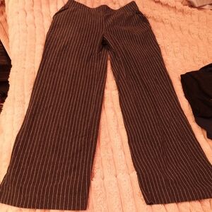 Elegant Grey Striped Wide Leg Pants